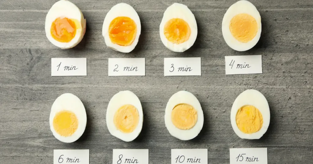 Comparativa de huevos cocidos con distintos tiempos de cocción